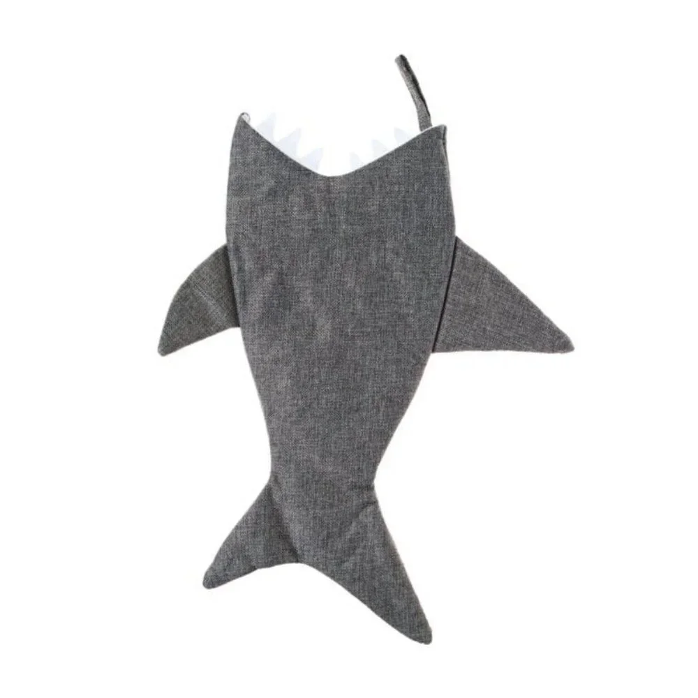 Holiday Time Gray Shark Christmas Stocking 20” Button Eye White‎ Teeth